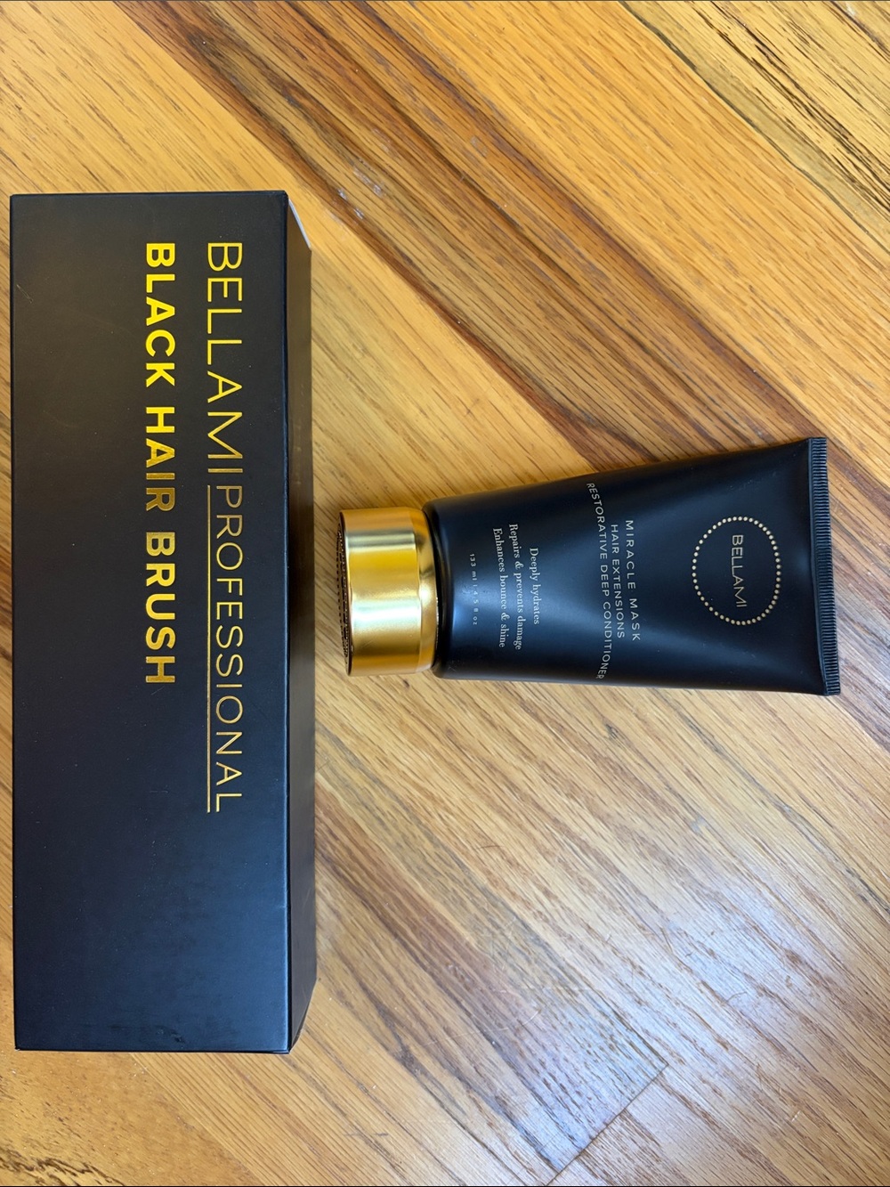 BELLAMI Black Hair Mask Tube with Gold Cap